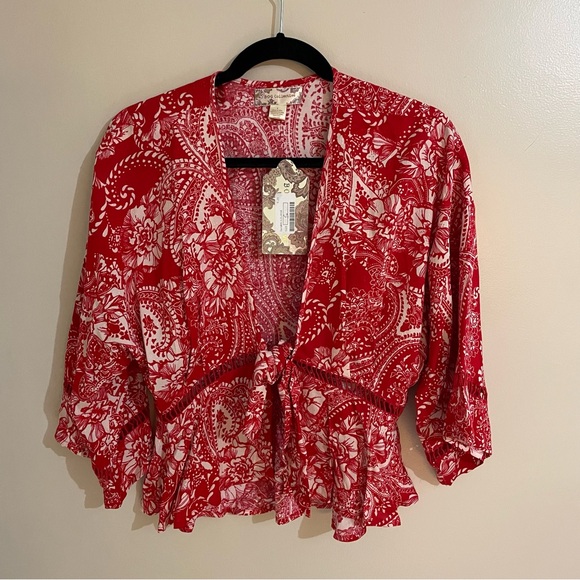 Band Of Gypsies Tribal Print Wrap Blouse, NWT - Picture 7 of 9